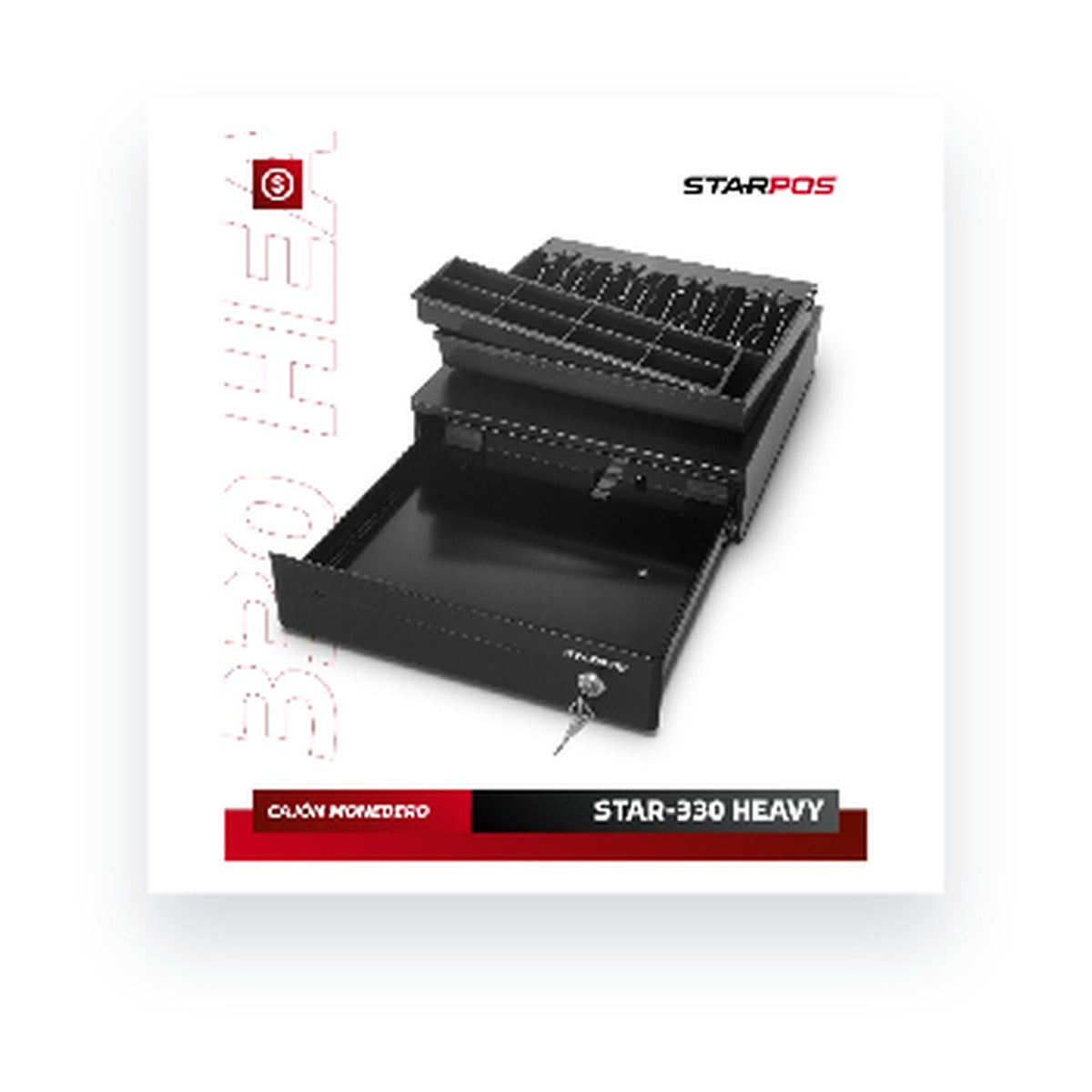 Cajón Monedero Star POS 330 Heavy 4 Puestos Riel Metalico