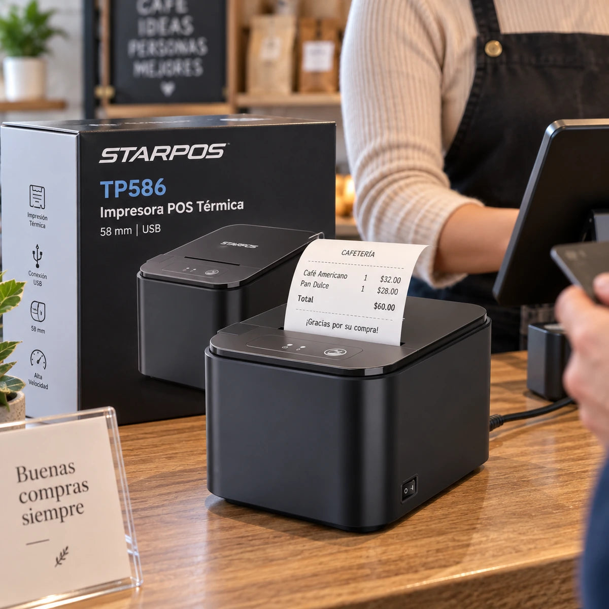 Impresora POS Térmica Star POS TP586 58 mm USB - lifestyle retail-receipt - Media Factory POS