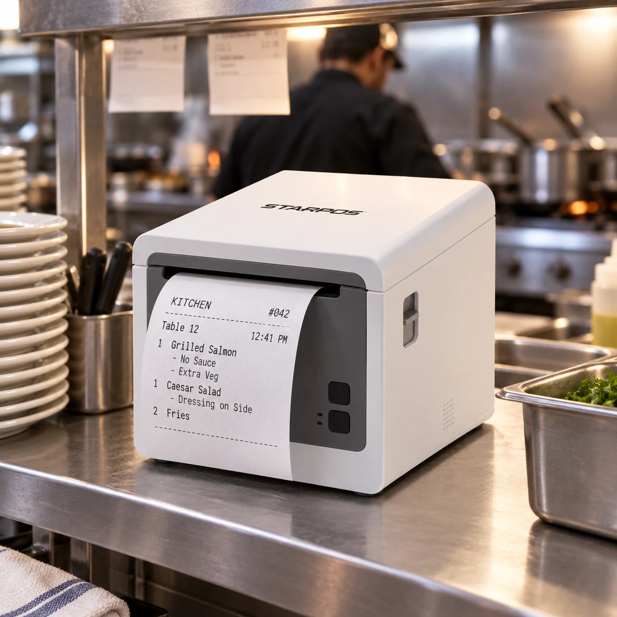 Impresora POS Térmica Star POS TP80NC-M 80 mm USB LAN Blanca - lifestyle kitchen-orders - Media Factory POS