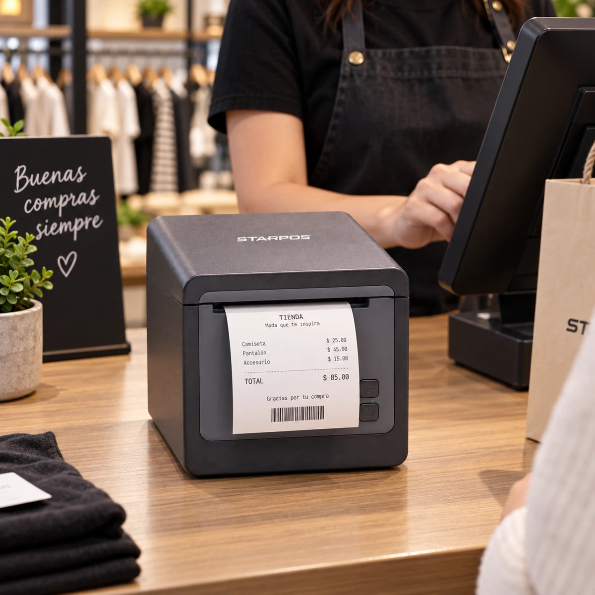 Impresora POS Térmica Star POS TP80NC-M 80 mm USB Wi-Fi Bluetooth - lifestyle retail-receipt - Media Factory POS