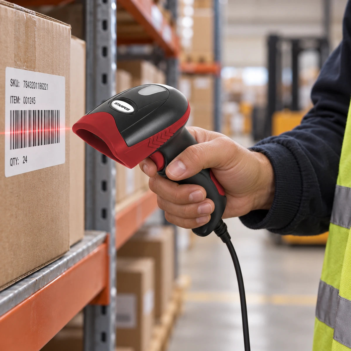 Lector de Código de Barras Alámbrico Star POS 6221 1D 2D QR USB - lifestyle warehouse-inventory - Media Factory POS