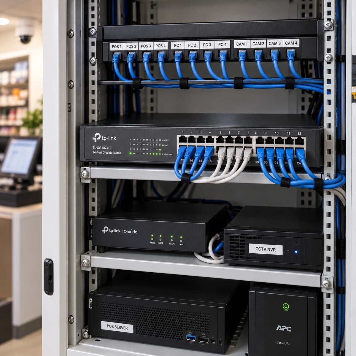 Switch Gigabit TP-Link TL-SG1024D de 24 Puertos - lifestyle retail-cabinet - Media Factory
