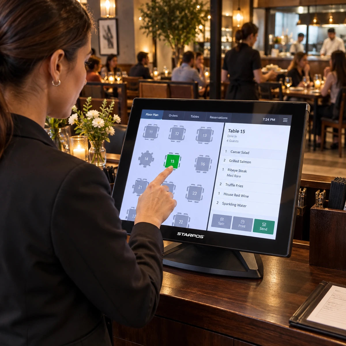 Computador Todo en Uno POS Star Z170W Intel Core i5 7MA RAM 8GB SSD 256 Touch 17 pulgadas Negro - lifestyle restaurant-host - Media Factory POS