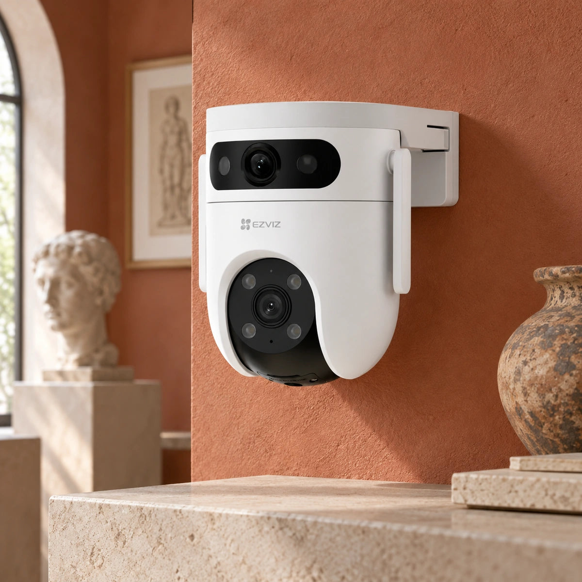 Cámara Wi-Fi EZVIZ H9c Dual 3MP 2K Doble Lente Exterior — tercera escena de uso en un ambiente editorial distinto