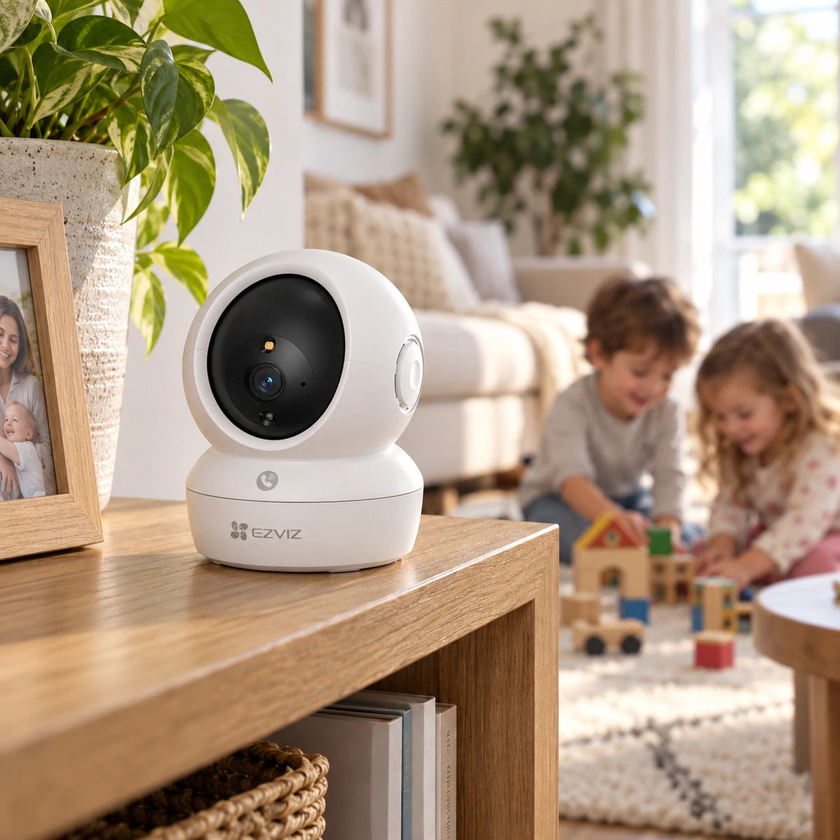 Cámara Wi-Fi EZVIZ H6c Pro 8MP 4K 360° Interior - lifestyle family-interior - Media Factory