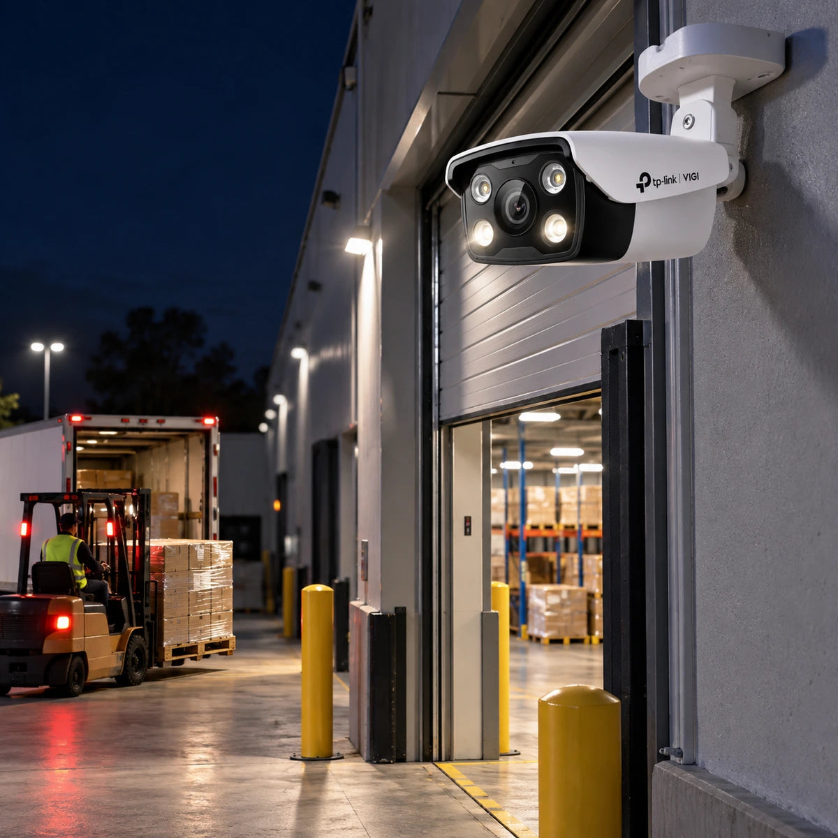 Cámara Wi-Fi TP-Link VIGI C340-W 4MP Full Color Exterior - lifestyle warehouse-night - Media Factory