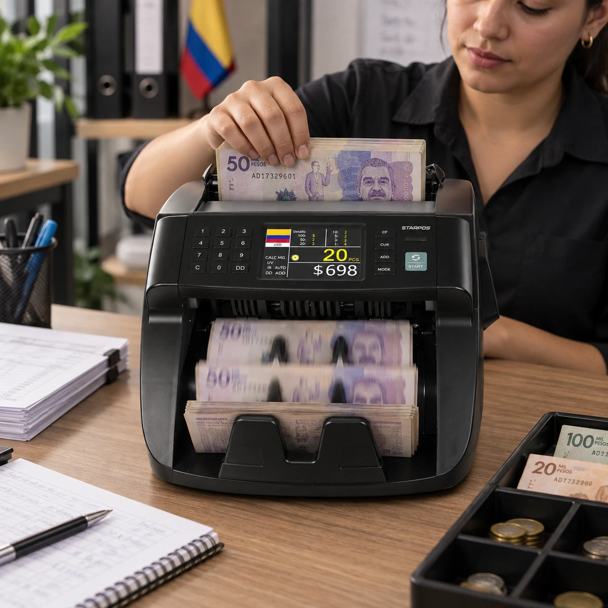 Contadora de Billetes Star POS STAR-820 Doble Pantalla