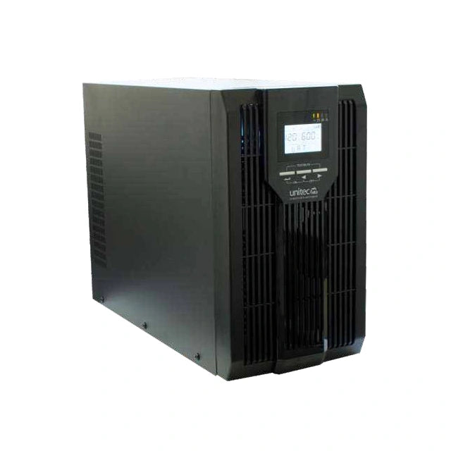 UPS Unitec UN-900 3 kVA / 2700 W online, 120 V — fotografía real frontal y lateral
