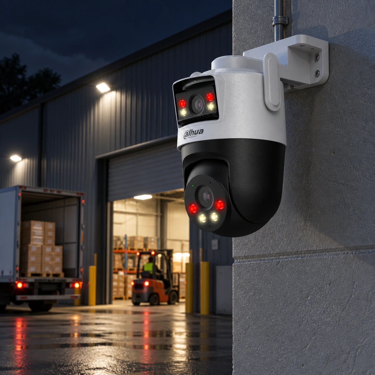 Cámara Wi-Fi Dahua P5D-5F Doble Lente 5MP 3K Exterior - lifestyle garage-night - Media Factory