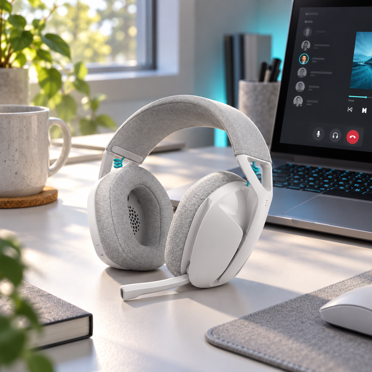 Diadema Gamer Inalámbrica Logitech G321 LIGHTSPEED Blanca - escena lifestyle 2 de uso real