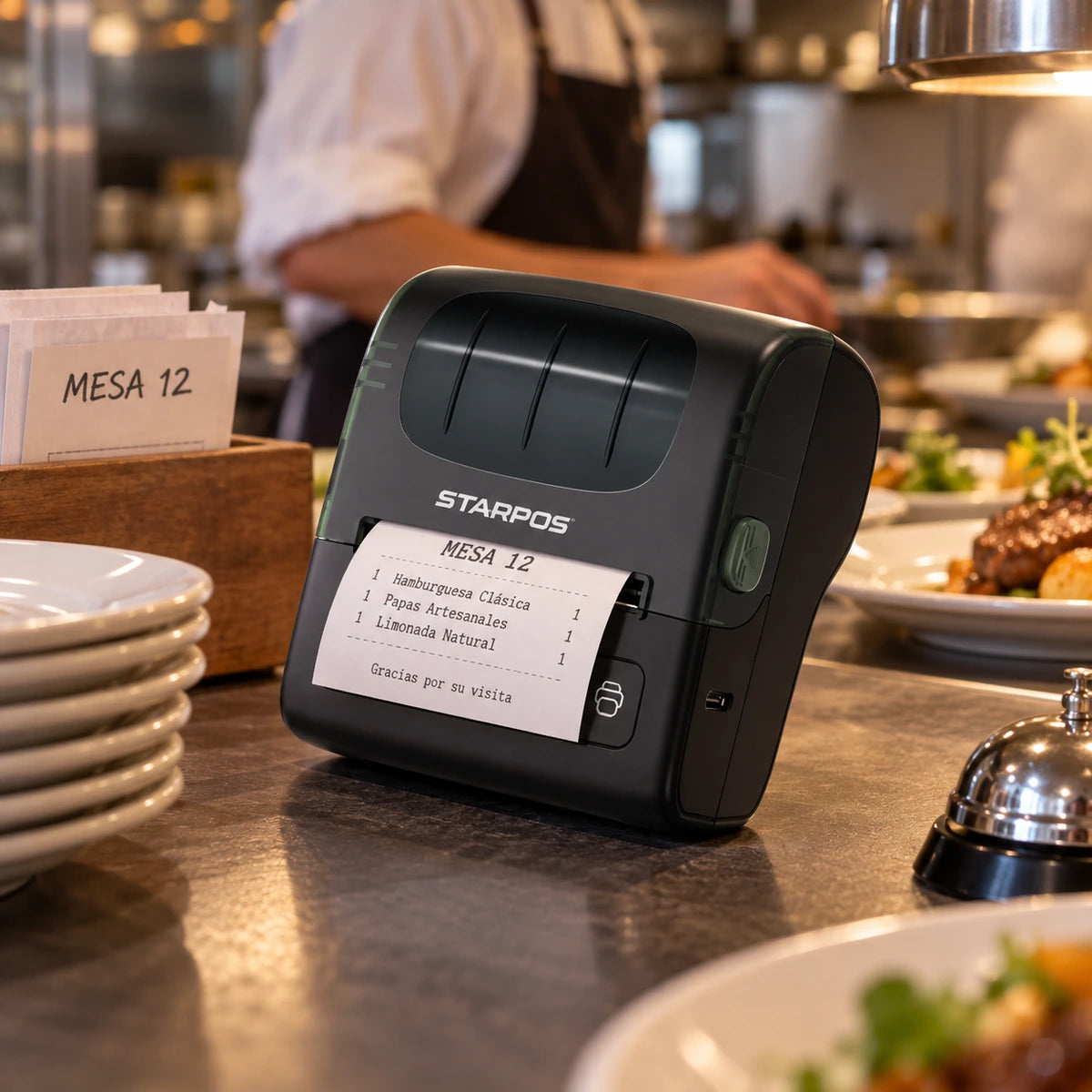 Impresora Térmica Móvil Star POS A200U 58 mm USB-C y Bluetooth - lifestyle restaurant-orders - Media Factory POS
