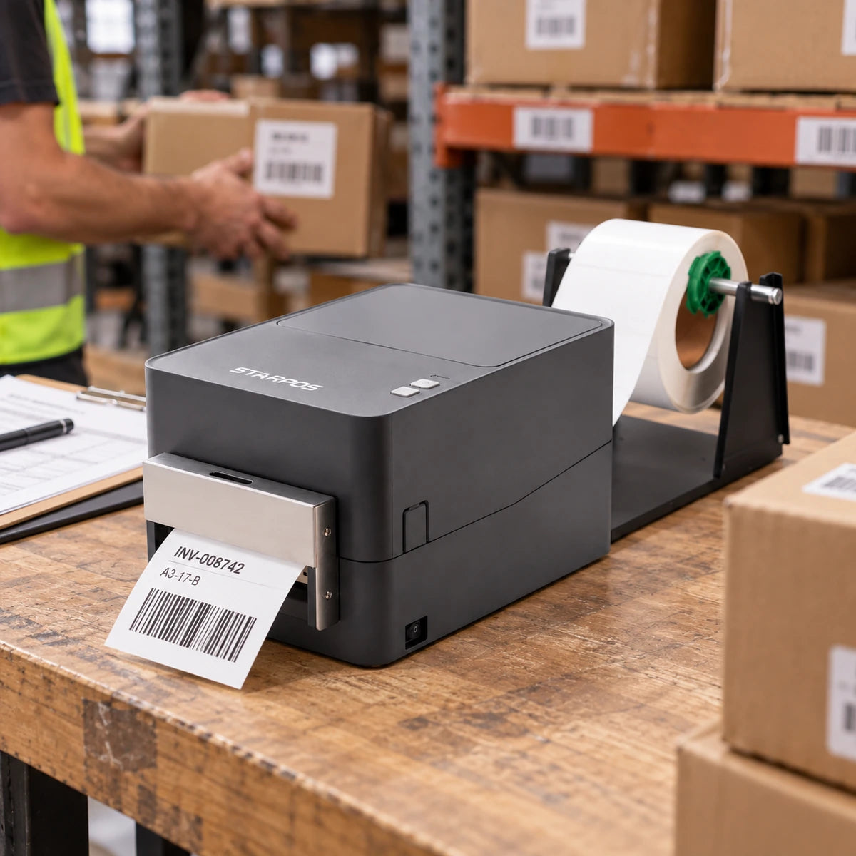 Impresora de Etiquetas Star POS IF4 USB y LAN 100 mm - lifestyle warehouse-labeling - Media Factory POS