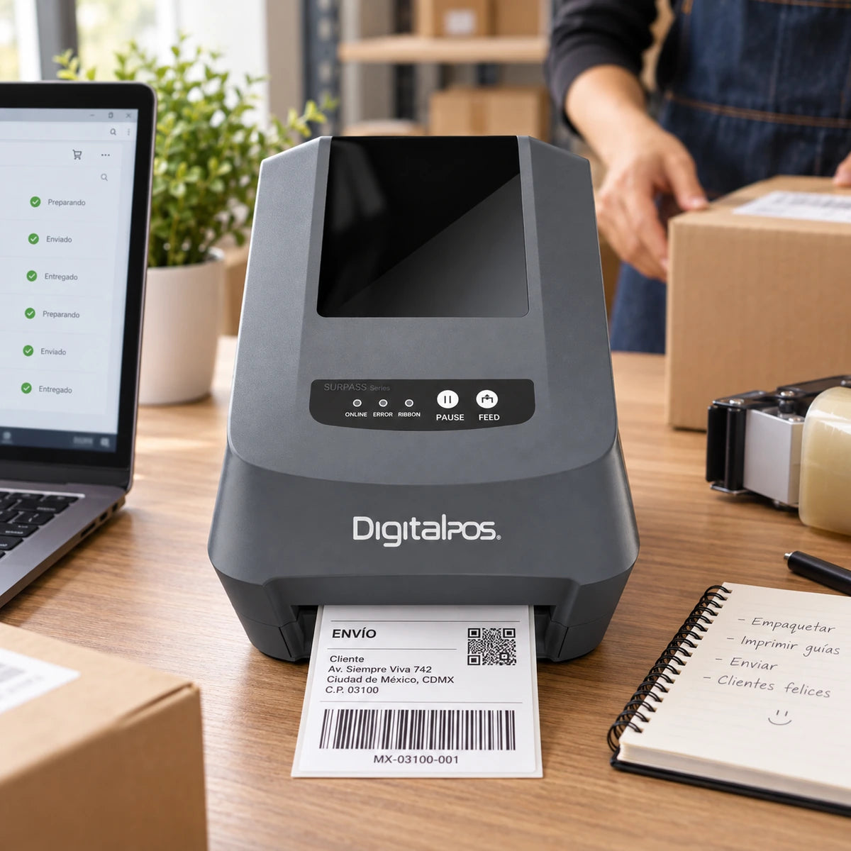 Impresora de Etiquetas Digital POS DIG-2406T Pro USB LAN Serial - lifestyle ecommerce-dispatch - Media Factory POS