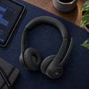 Diadema Logitech Zone 305 negra Bluetooth con receptor USB-C — vista superior con el micrófono recogido