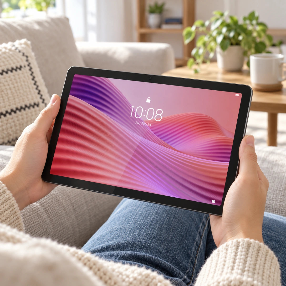 Tablet Lenovo Tab TB311XU 4GB 128GB LTE 10,1 pulgadas gris — uso de la tableta en una sala
