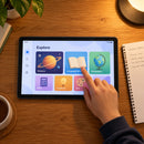 Tablet Lenovo Tab TB311XU 4GB 128GB LTE 10,1 pulgadas gris — aprendizaje sobre una mesa visto desde arriba