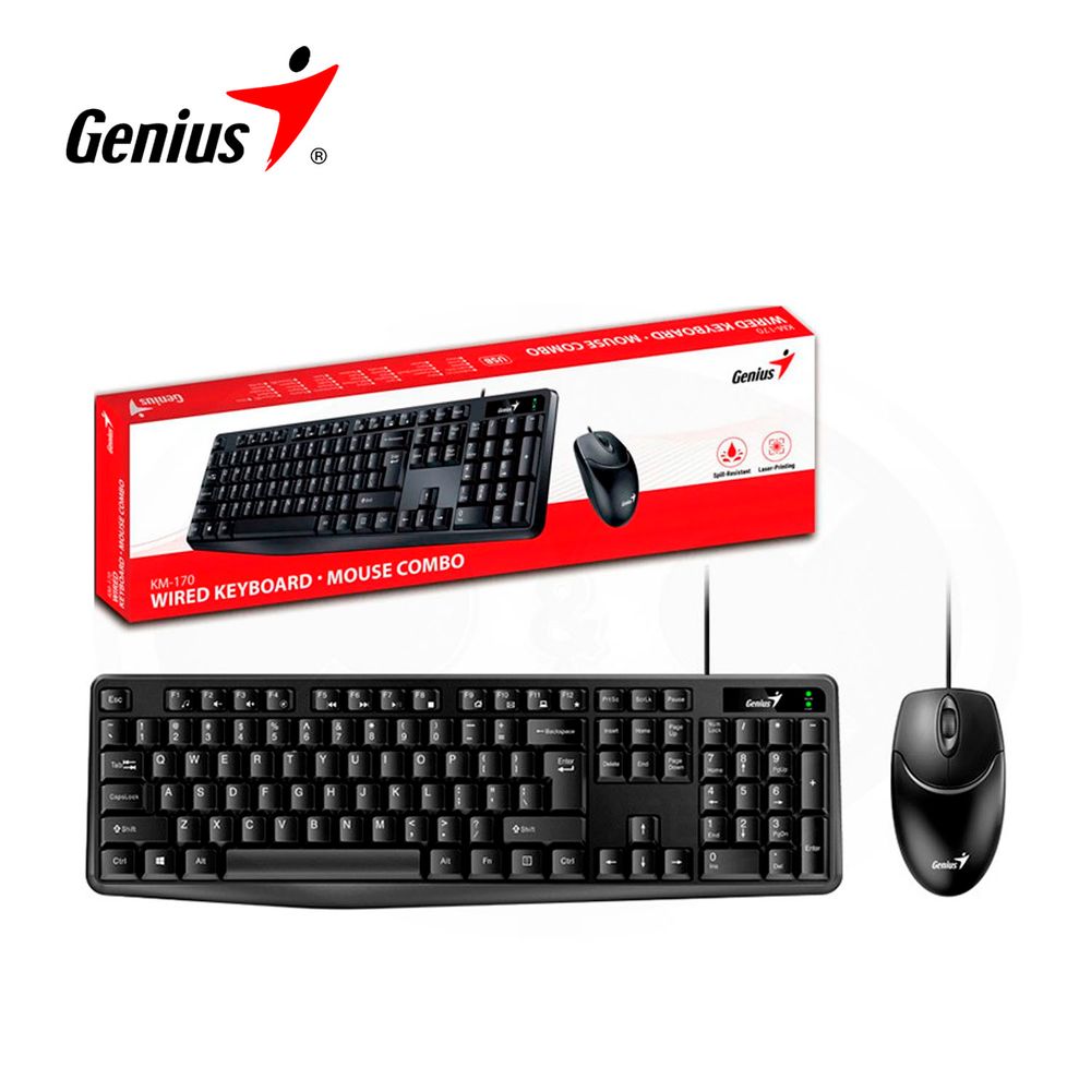 Combo Alámbrico Genius KM-170 Teclado y Mouse USB Negro - vista 1