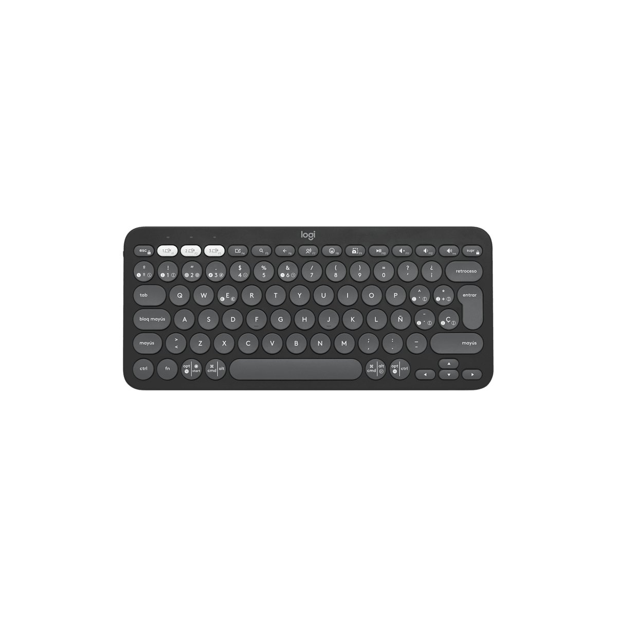 Logitech Pebble Keys 2 K380s grafito distribución española - vista superior