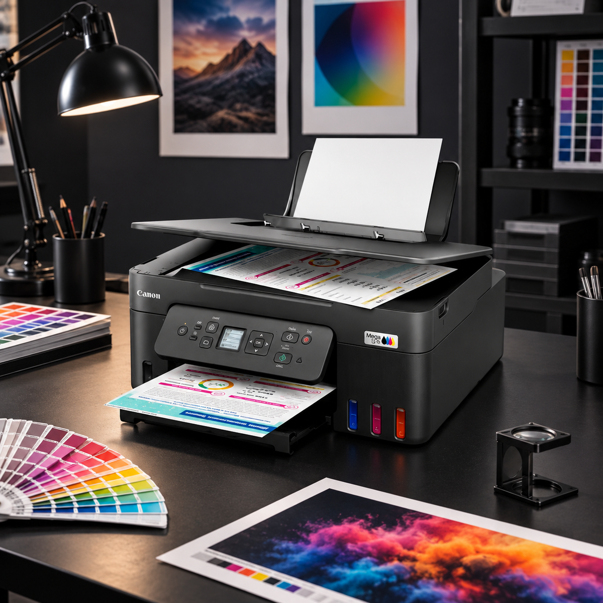 Impresora Canon PIXMA G3180 MegaTank WiFi dúplex automático — escena lifestyle 2 de 3