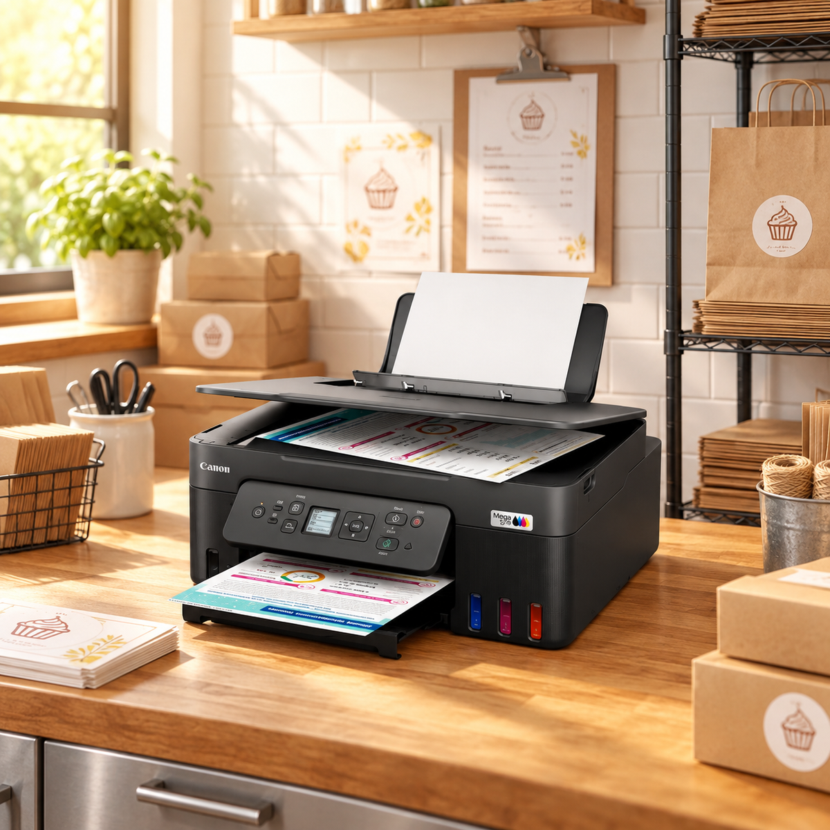 Impresora Canon PIXMA G3180 MegaTank WiFi dúplex automático — escena lifestyle 3 de 3
