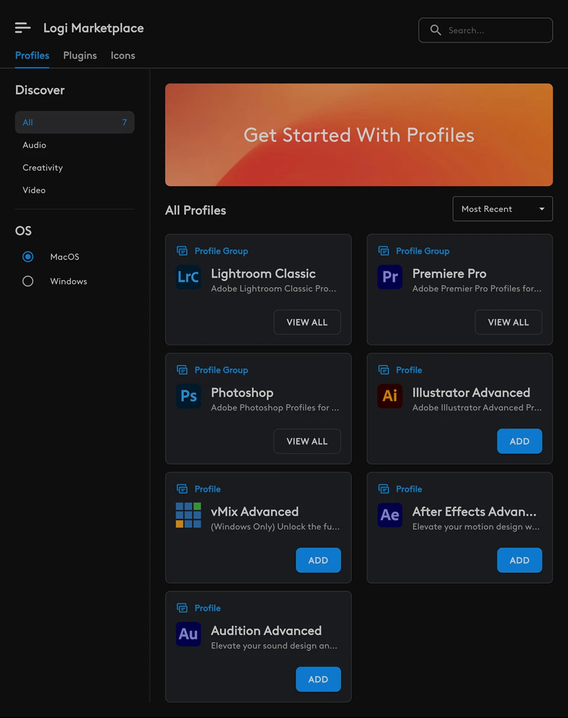 Ilustración oficial de perfiles de Logi Marketplace