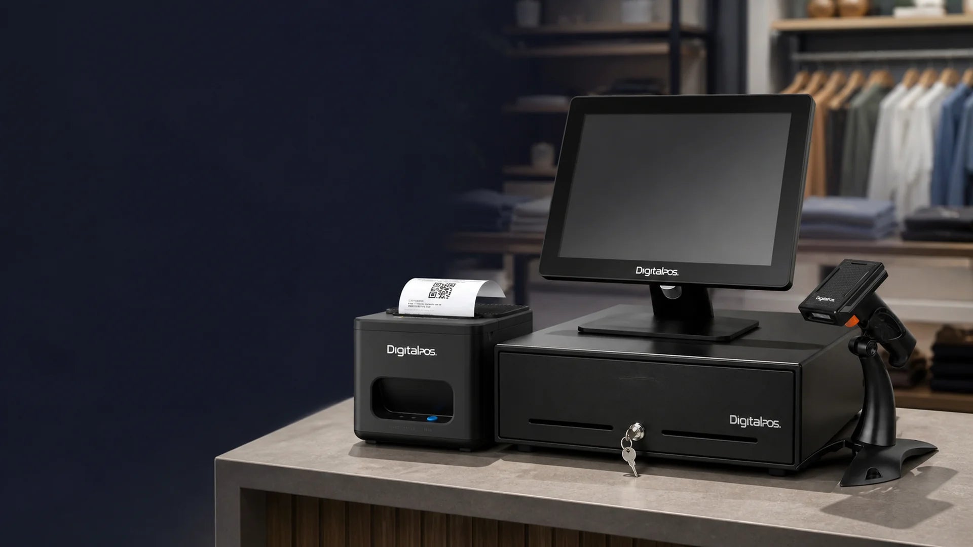 Punto de venta moderno equipado para un negocio